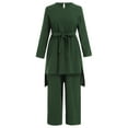 thumbnail image 5 of IBTOM CASTLE Muslim Clothes for Women Arabic Long Sleeve Loose Ramadan Tracksuit Islamic Clothing Blouse Wide Leg Pant Suits 4XL Green, 5 of 8