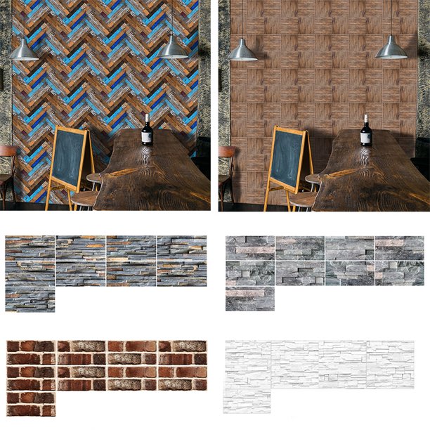 Waterproof PVC 20x10cm Rustic Stone Brick Wall Sticker Selfadhesive Tile Sticker makeoverFor