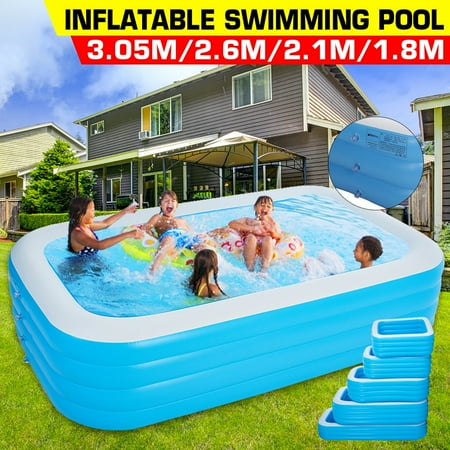 6ft/7ft/8.5ft/10ft Inflatable Blue Swimming Pool, Garden Outdoor Summer ...