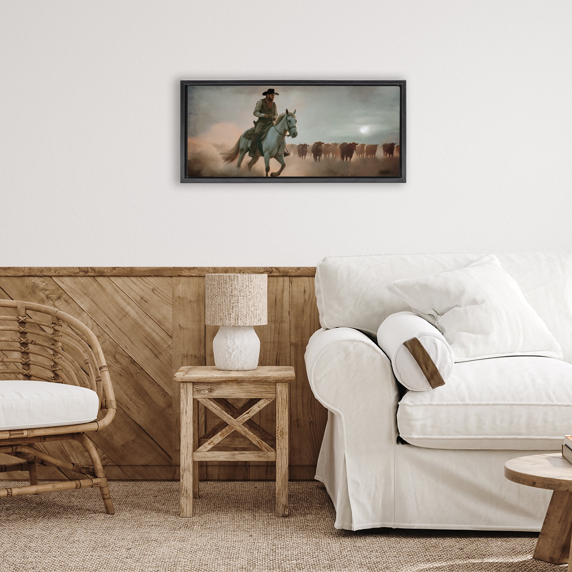 Stupell Industries Home Bound Cowboy Black Framed Floater Canvas Wall Art, design by Kim Allen