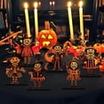 thumbnail image 5 of Lanfubeisi 6pcs 6.3x4.2inch Vintage Halloween Decor Wood Table Centerpieces Horror Spooky Scarecrow Pattern Vintage Halloween Decorations Party Table Centerpieces for Home, 5 of 8