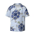 thumbnail image 5 of Picia Turtle with Blue Stones Men's Linen Shirts Short Sleeve Cuban Beach Shirts Casual Shirts Button Down Shirt for Men Beach Summer Wedding Shirt-4X-Large, 5 of 7