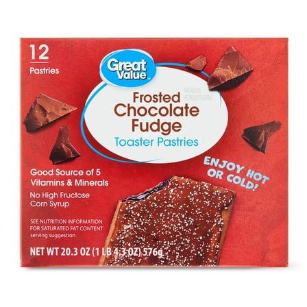 Great Value Frosted Chocolate Fudge Toasted Pastries, 12 Count