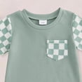 thumbnail image 4 of Ulanda Boy Girl Clothes Checkered Plaid Romper Jumpsuit Short Sleeve One-Piece Bodysuit Summer Outfit (Green, 6-12 Months), 4 of 4