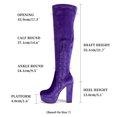 thumbnail image 2 of BLISSFUL STEP Women's Boots Faux Velvet Over The Knee Platform Round Toe Chunky Heel Boots Purple 7, 2 of 7