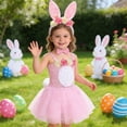 thumbnail image 2 of Easter Girls' Cute Rabbit Dress With Tulle Puff Skirt Princess Dress Pink 3Y-4Y, 2 of 7