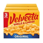 Velveeta Shells and Cheese Original Macaroni and Cheese Dinner, 3 ct Pack, 12 oz Boxes