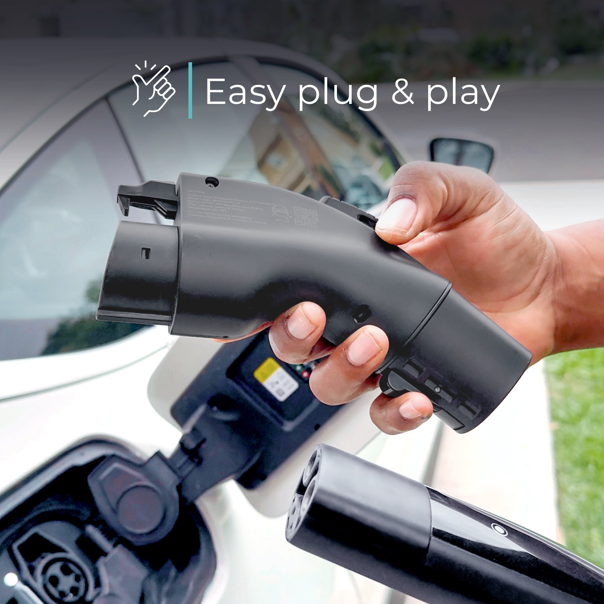 Lectron - Tesla to J1772 Charging Adapter, Max 48A & 240V - Compatible with Tesla High Powered Connectors, Destination Chargers, and Mobile Connector | Only For J1772 EVs