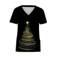 thumbnail image 4 of Tops Para Mujer Blusa Navideña Camisas Manga Corta Cuello en V Uniforme Árbol Impreso Bolsillos Enfermería Odeerbi  ODB171034, 4 of 5