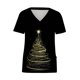 thumbnail image 4 of Tops Para Mujer Blusa Navideña Camisas Manga Corta Cuello en V Uniforme Árbol Impreso Bolsillos Enfermería Odeerbi  ODB171034, 4 of 5