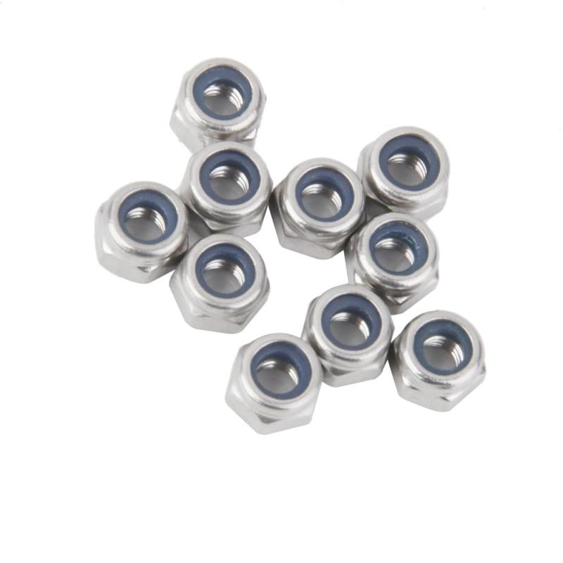 Details about   10Pcs M4 Nuts Stainless Steel Collar Polymer Insert Self-lock Stop Nut 