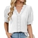 thumbnail image 2 of Eres Más Que una Camisa de Puntuación de Prueba Boho Top Manga Corta Cuello Redondo Blusa Suelta, Detalle de Encaje Color Sólido Desgaste de Verano Casual, Mezcla de Poliéster Spandex, 2 of 9