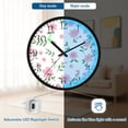 thumbnail image 5 of Voice Activated Clock with Glow Light 12 Inch Large Silent Wall Clock Battery Operated for Home Decor Pink Flower Pattern, 5 of 8
