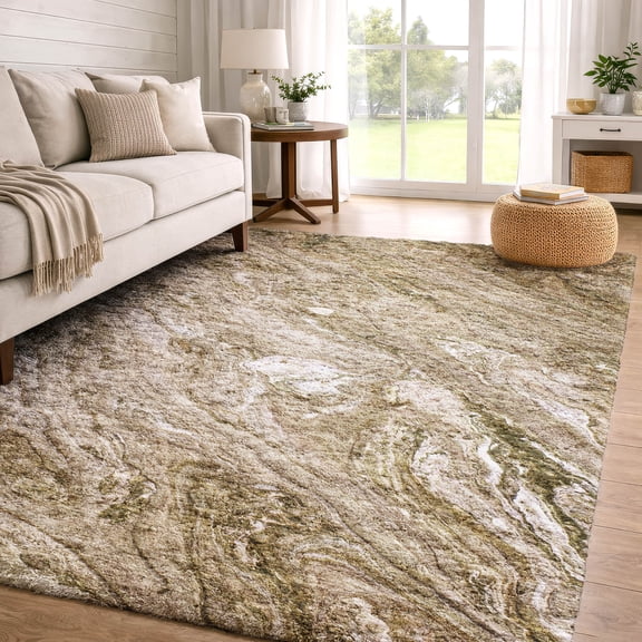 Addison Rugs Dream Shag Premium Machine Washable Transitional Abstract Brown Rectangle Rug, 10' x 14'