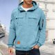 thumbnail image 1 of pstuiky camisas de manga larga para hombre, Sudadera con capucha, cremallera de un cuarto y múltiples bolsillos de manga larga de color liso para hombre Tops casuales para hombres xxxl, 1 of 4