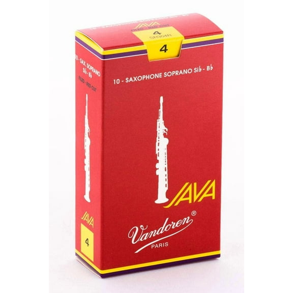 Vandoren JAVA Red Soprano Saxophone Reeds Strength 4, Box of 10