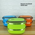 thumbnail image 2 of Ounissouiy Caja de almuerzo con aislamiento térmico, contenedor de comida elegante para comida y salud, para comida campestre al aire libre Mostrada rectangular mate capas dobles, 2 of 6