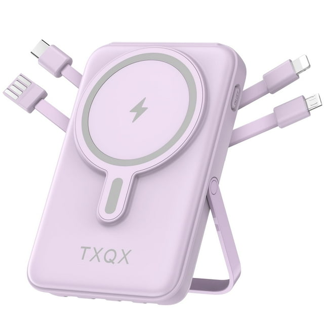 Cargador portátil inalámbrico TXQX de 10000 mAh con cables integrados