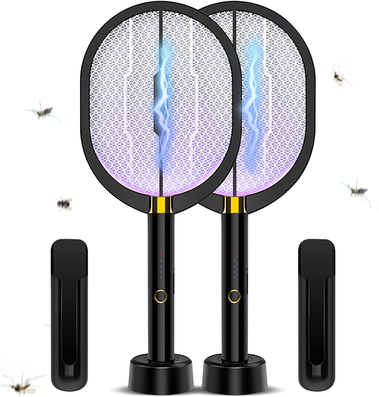 3 in 1 Electric Fly Swatters(2 Packs) , 3000Volt Indoor & Outdoor Bug