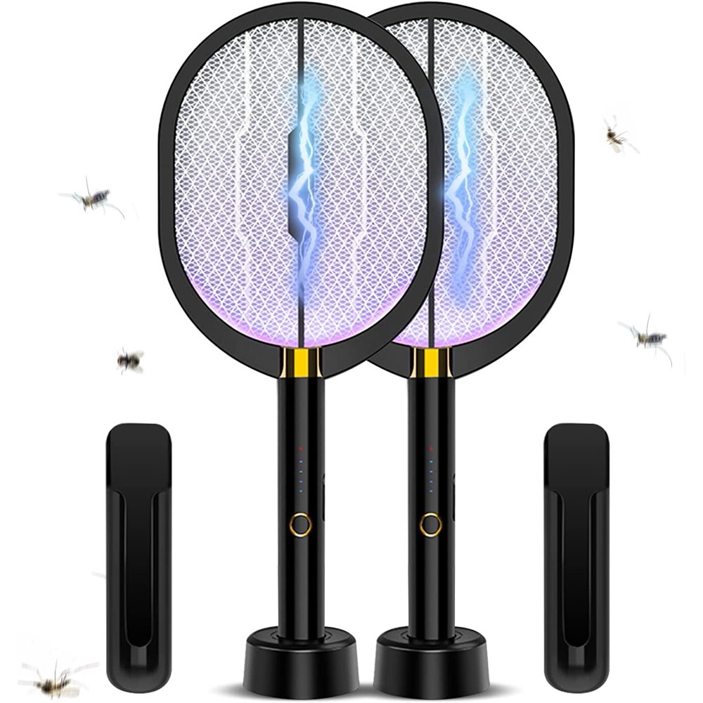 3 in 1 Electric Fly Swatters(2 Packs) , 3000Volt Indoor & Outdoor Bug
