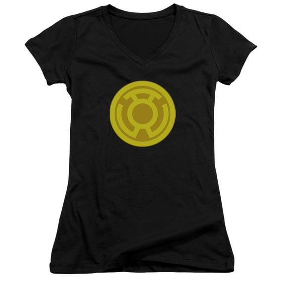 Green Lantern Yellow Symbol Junior Women's V-Neck T-Shirt Black