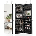 thumbnail image 1 of Giantex LED Strip Jewelry Armoire, Wall/Door Mounted Jewelry Organizer w/Full Length Mirror & Large Storage Space, Black, 1 of 8