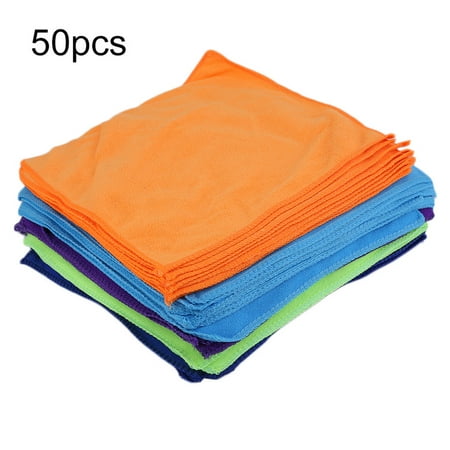 50 Pcs Washable Reusable Microfiber Cleaning Cloth Car No-Scratching Towel Rag
