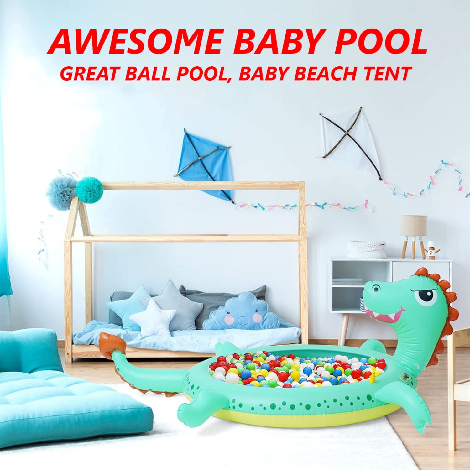 Kids Outdoor Large 77'' Inflatable Pool Sprinkler Dinosaur Splash Pad Water Toy