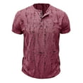 thumbnail image 3 of Chiccall Mens Distressed T Shirts Short Sleeve Button Up Shirts Stylish Ripped Hole Tee Tops Red XL, 3 of 5