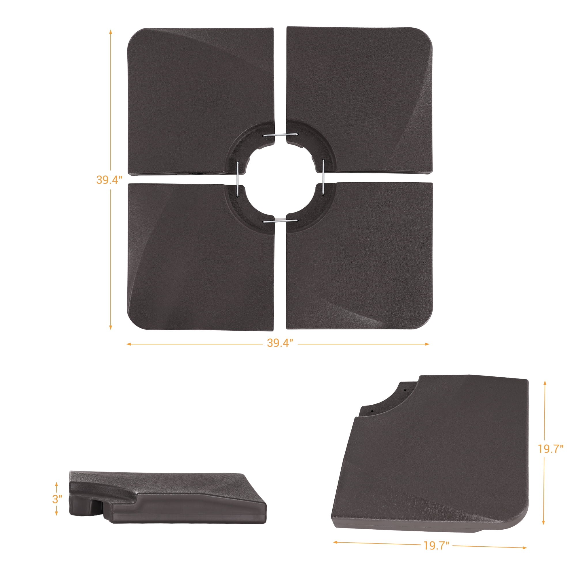 ACEGOSES Patio Cantilever Umbrella Base Filled with Water/Sand HDPE Plastic for Outdoor Offset Umbrellas,Dark Brown