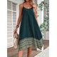 thumbnail image 5 of Vestido Bohemio con Bloques de Color para Mujer, Estilo Hawaiano, con Tirantes Finos y Vuelo. Verde M, 5 of 9