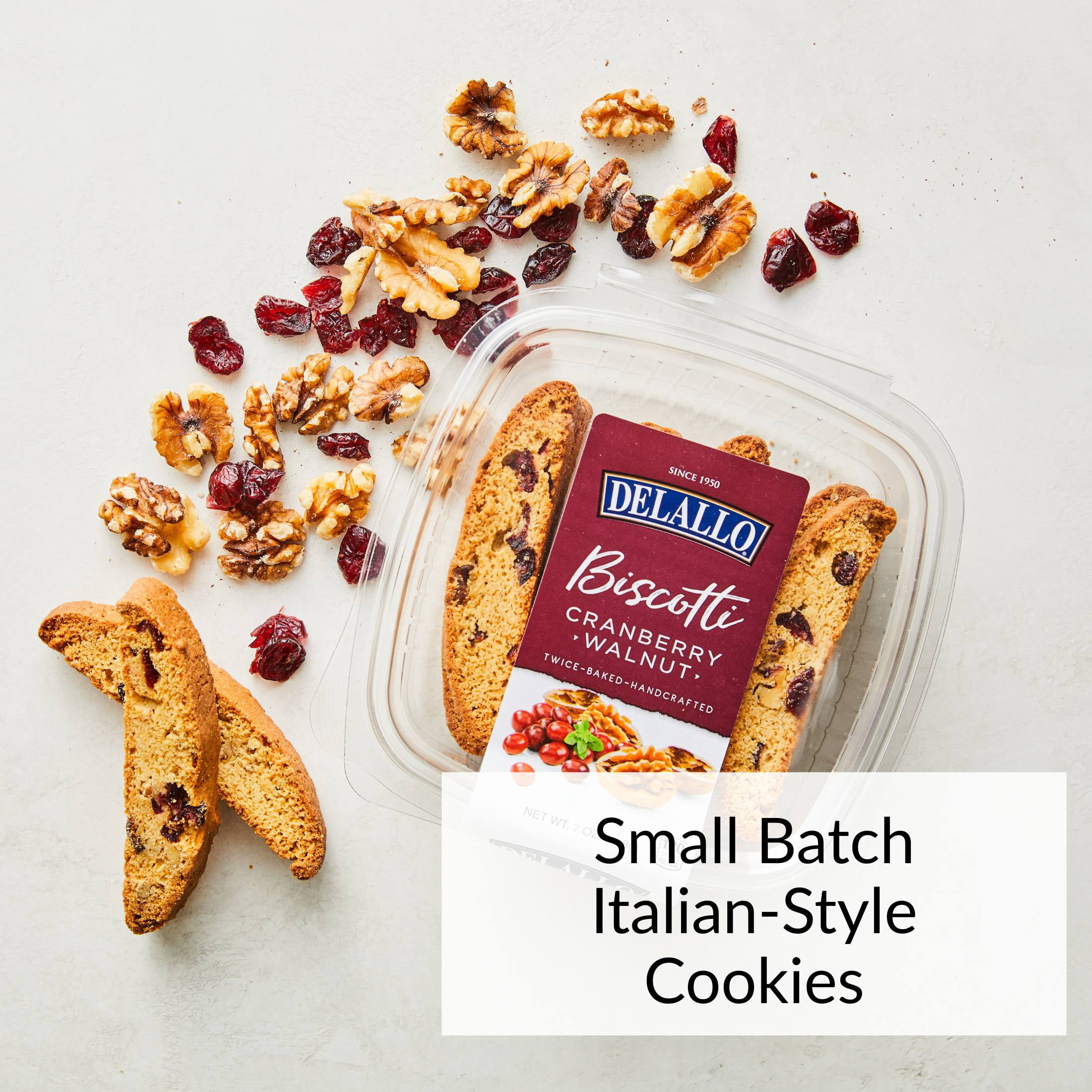 DeLallo Cranberry Walnut Biscotti Cookies, Non-GMO, 7 oz Container (4 Pack)