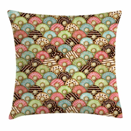 - Tea Party Throw Pillow Cushion Cover, Colorful Delicious Donuts Sweet Breakfast Pastry Creamy Taste Bakery Food Theme, Decorative Square Accent Pillow Case, 18 X 18 Inches, Multicolor, by Ambesonne