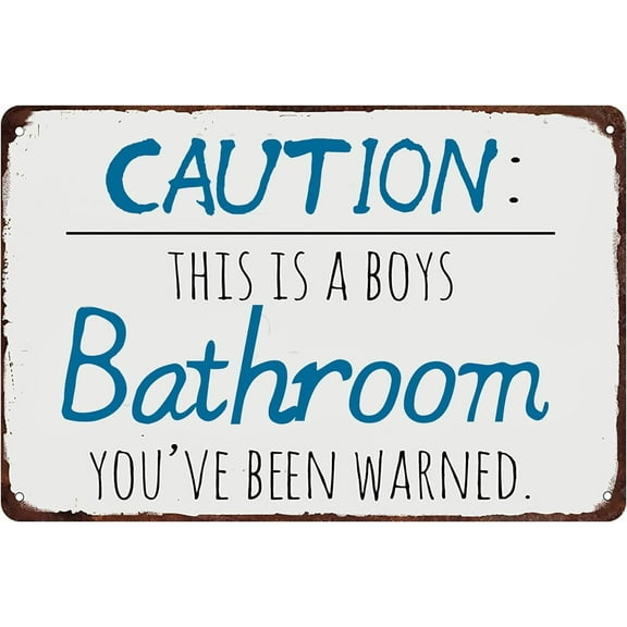 5.5x8 Inch Retro Caution This Is A Boys Bathroom Tin Signs You've Been Warned Metal Sign Kitchen Cafe Bathroom Bedroom Home Wall Decor Gifts