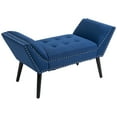 thumbnail image 1 of HOMCOM Button Tufted Entryway Bench, Linen Upholstered Bedroom Bench, 1 of 10