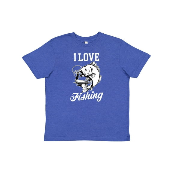 Inktastic I Love Fishing with Fish Illustration with White Text Youth T-Shirt