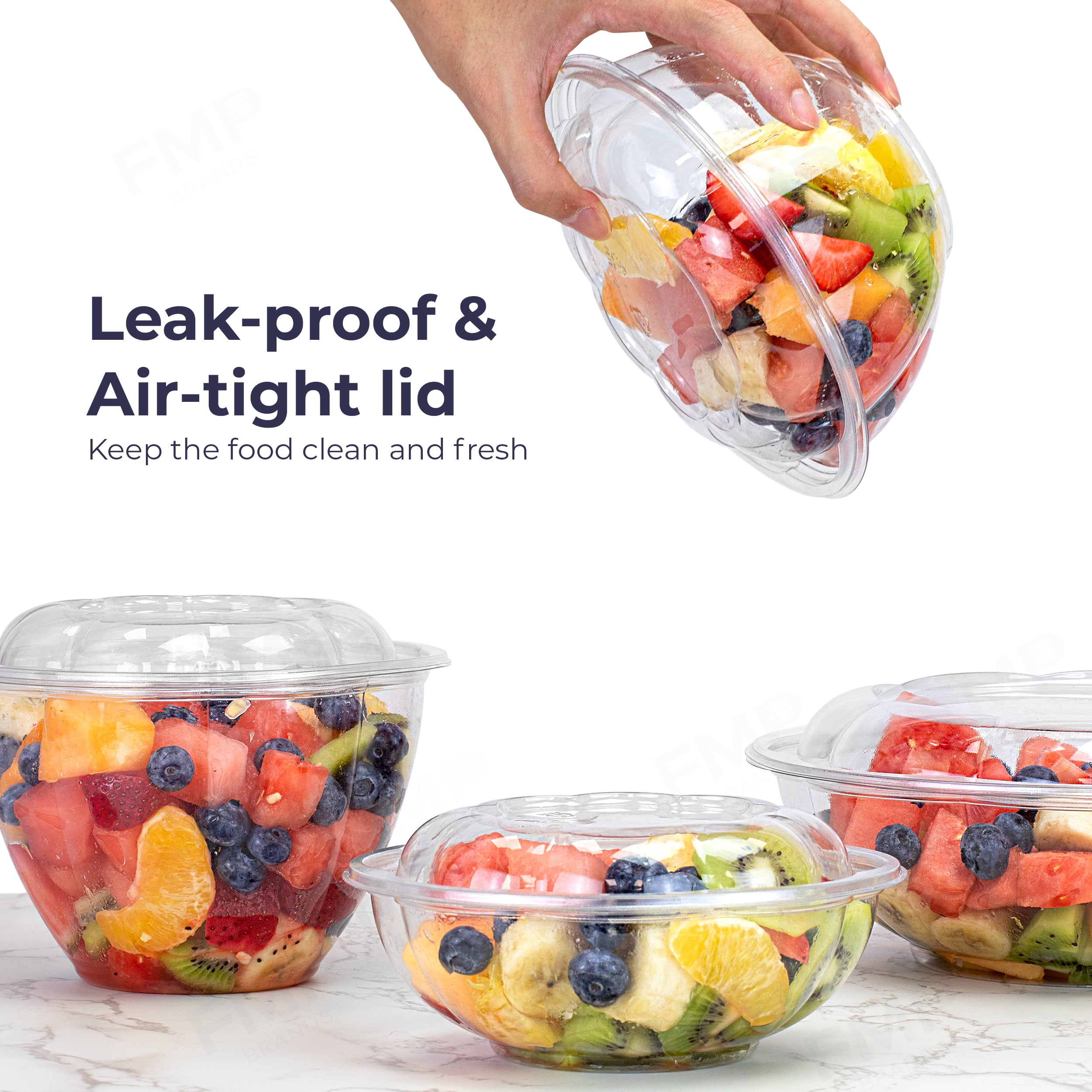 Large Plastic Salad Bowls Meal Prep Container with Lid To-Go On the Go XL  Fit