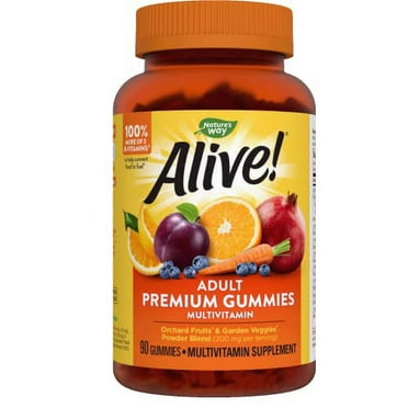 Nature's Way Alive! Adult Premium Gummy Multivitamin, Full B Vitamin Complex, 90 Gummies