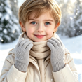 thumbnail image 6 of TKKCS Kids Knit Gloves Warm Elastic Ribbed Cuff Soft Stretchy Full Fingers Winter Gloves for Boys Girls Gray 3-8Years, 6 of 6