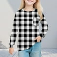 thumbnail image 2 of AHTJRT Kids Tshirts Boys Girls Fashion Plaid Crewneck Long Sleeve Sweatshirts with Chest Pocket Breathable Fall Spring Lounge Outdoor Tee Shirts Black 9-10 Years, 2 of 8