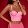 thumbnail image 4 of Pxiakgy tank tops women Womens Corset Top Bustier Corset Top Tight Fitting Corset Tank Top Suspender PU Leather Top Solid Short Fashion Pink+XS, 4 of 9