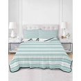 thumbnail image 3 of Boho Turquoise Stripe Twin XL Size Down Alternative Comforter,Lightweight Comforter Quilt Bedding Set with Pillow Shams Abstract Geometric White Minimalist Bed Comforter Duvet Insert 68"x98", 3 of 7