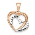thumbnail image 3 of Real 14kt Rose Gold With Rhodium Diamond Entwined Hearts Pendant; for Adults and Teens; for Women and Men, 3 of 4