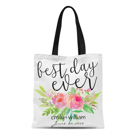 SIDONKU Canvas Tote Bag Rehearsal Best Day Ever Flower Bouquet Wedding Welcome Dinner Reusable Handbag Shoulder Grocery Shopping (Best Day Ever Wedding)