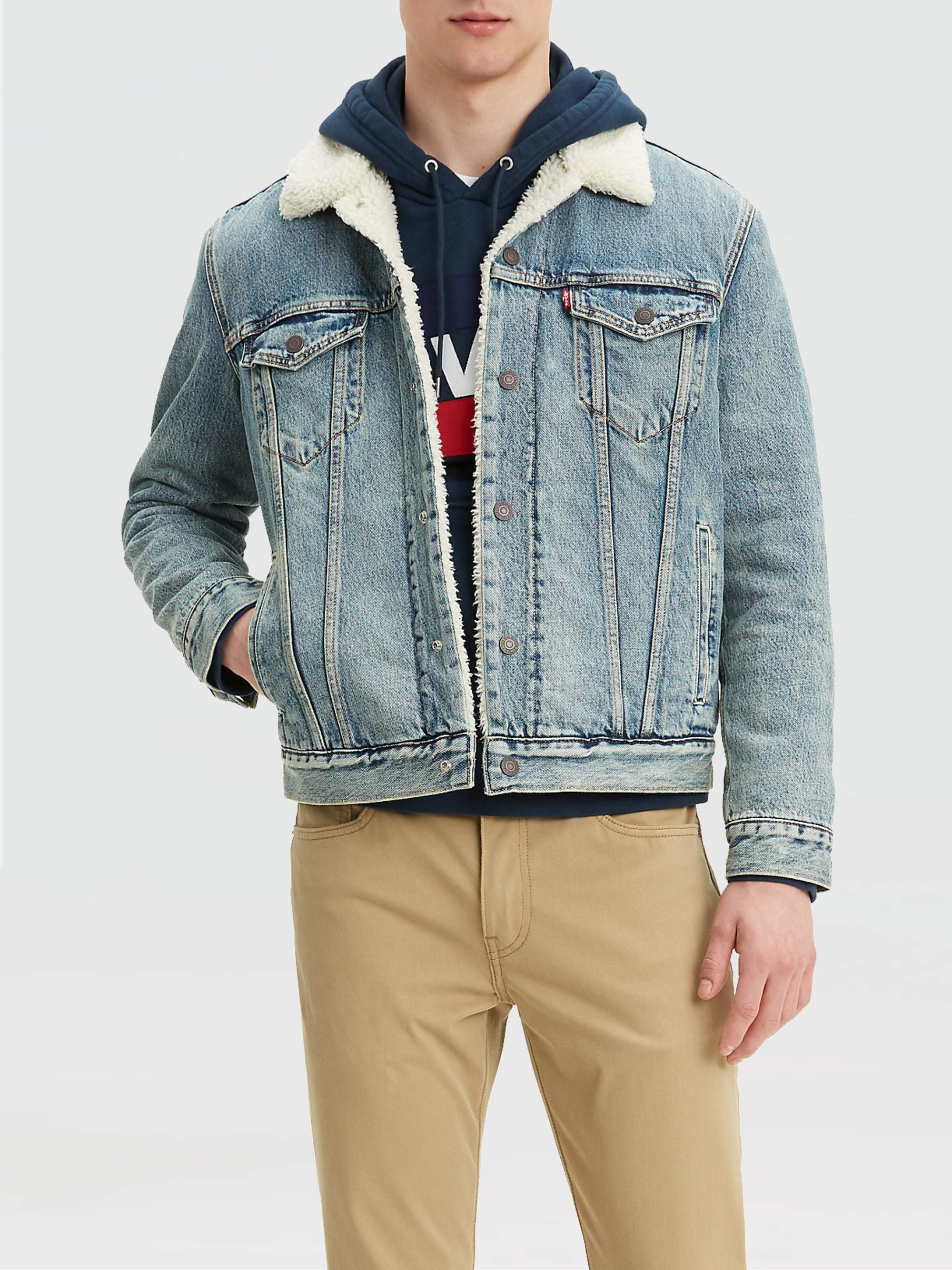 denim sherpa jacket men