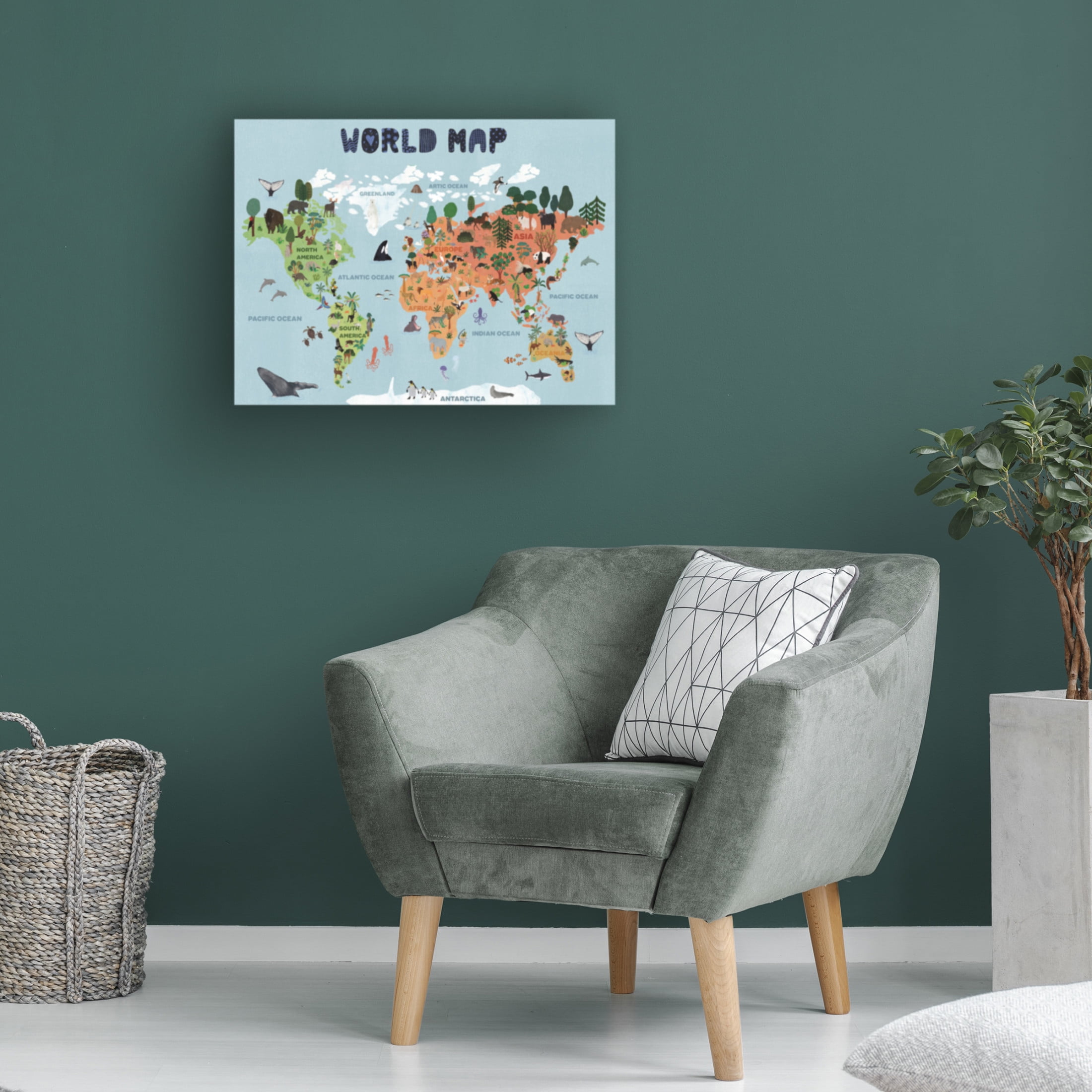 Trademark Fine Art Jota de jai World map for kids Canvas Wall Art