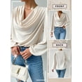 thumbnail image 7 of STARVNC Women Draped Neck Long Sleeve Chiffon Blouse, 7 of 7