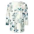 thumbnail image 5 of Womens 3/4 Sleeve Floral Tops Crewneck Graphic Print Base Tee Tshirts Loose Fit Casual Tunic Top Fall Spring, White-A S, 5 of 6