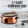 thumbnail image 2 of OVENTE Electric Slow Cooker with 3 Cooking Settings Non-Stick and Dishwasher Safe Stoneware, Stainless Steel Body, Glass Lid, 3.7 Qt Oval Pot for Entrees, Soups, Sauces, Stews & Dips, Copper SLO35ACO, 2 of 8
