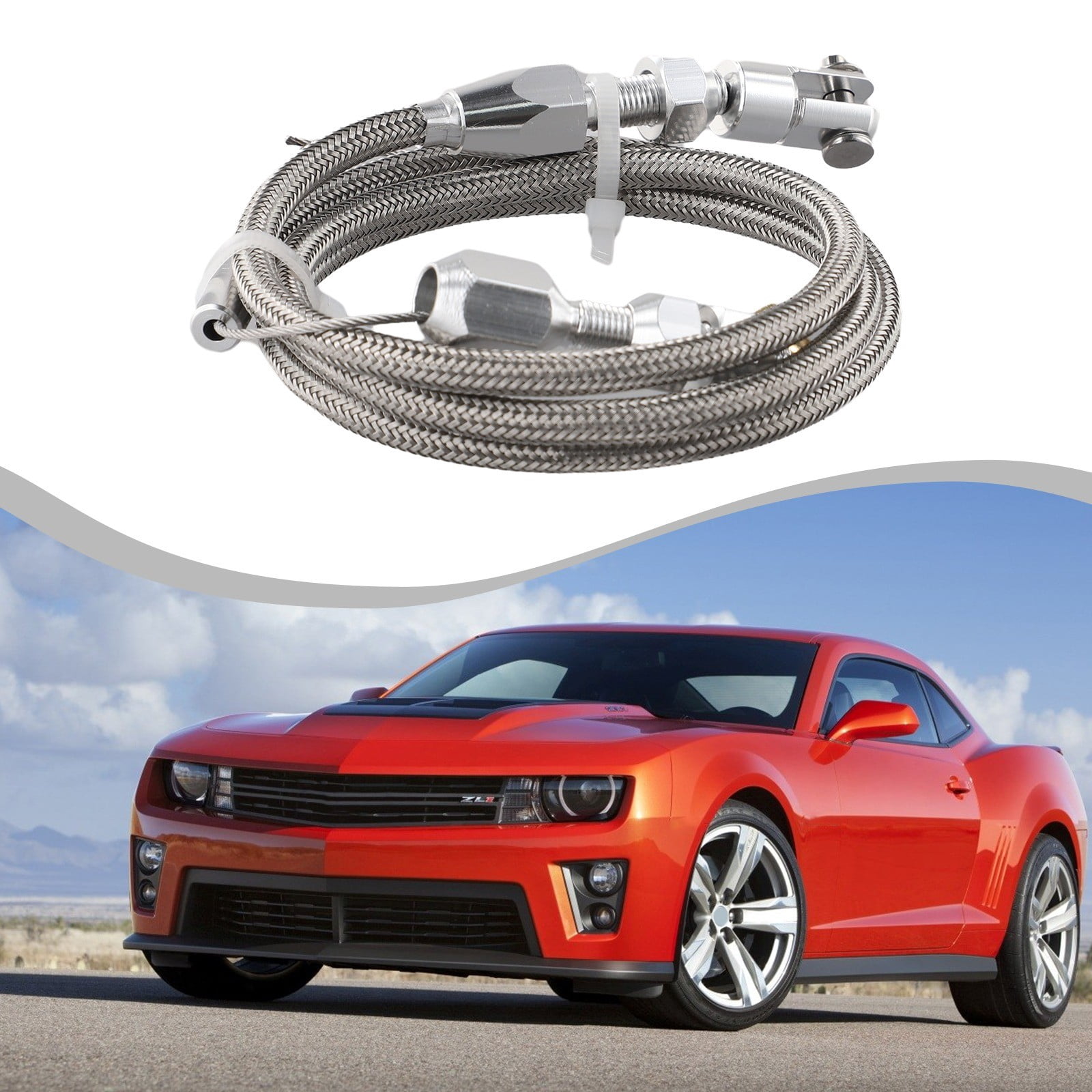 For Chevy 36" Stainless Steel Black Throttle Cable 4.8 5.3 5.7 6.0 Engine Silver